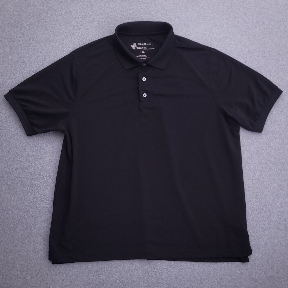 Oak Hill Polo Shirt XL Cool Dry Short Sleeve Solid Black Mens